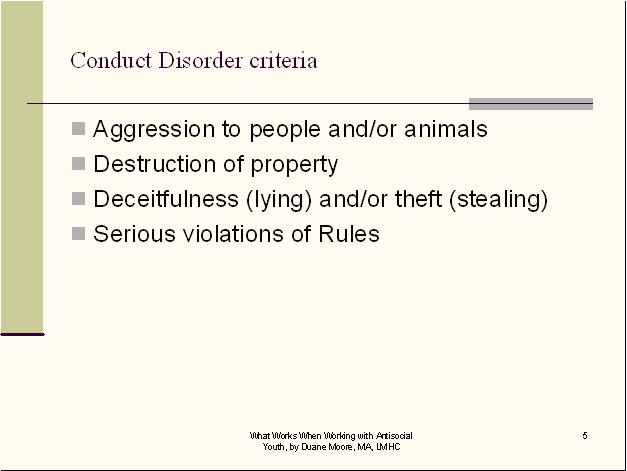 Conduct Disorder Conduct Disorder CEUs 